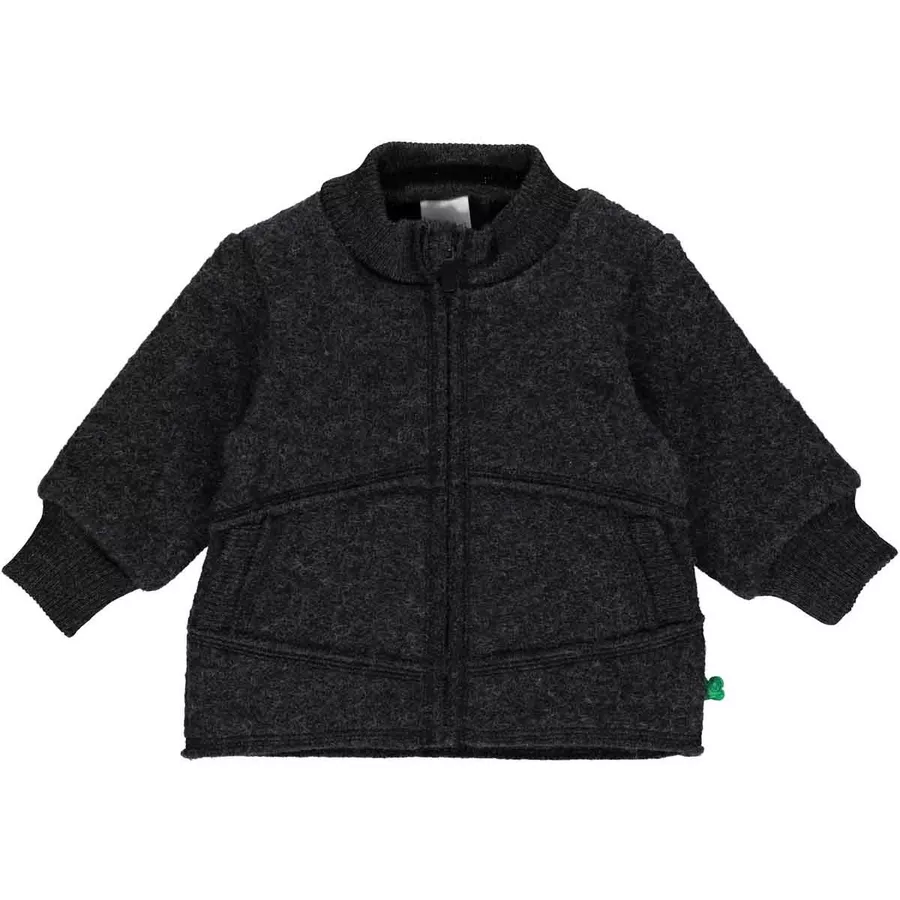 Fred's World Babyjacke aus Wollwalk Darkgreymelange