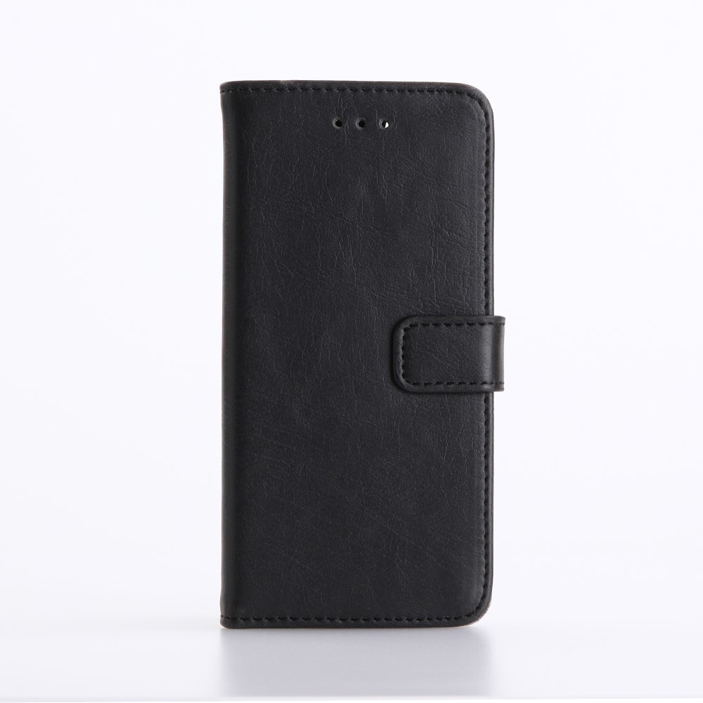 iPhone SE (2022/2020) / 8 / 7 Leder Tasche Flipcover Wallet mit Kartenfächern - Schwarz