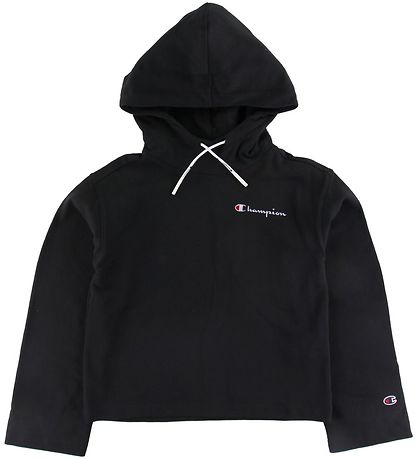 Champion Fashion Hoodie - Crop - Schwarz m. Logo