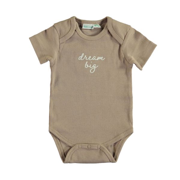 Babylook Dream Rib Korte Mouw Romper - Mt. 56 - Warm Taupe