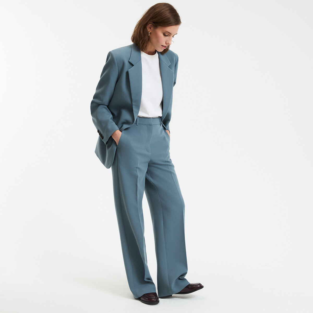 COLEÇÕES LA REDOUTE<br>Calças largas em poliviscose