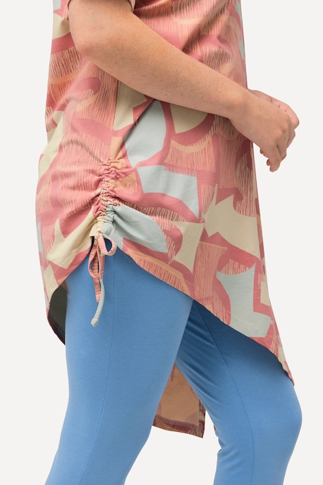 Longshirt, Raffband, Zipfelsaum, V-Ausschnitt, Halbarm