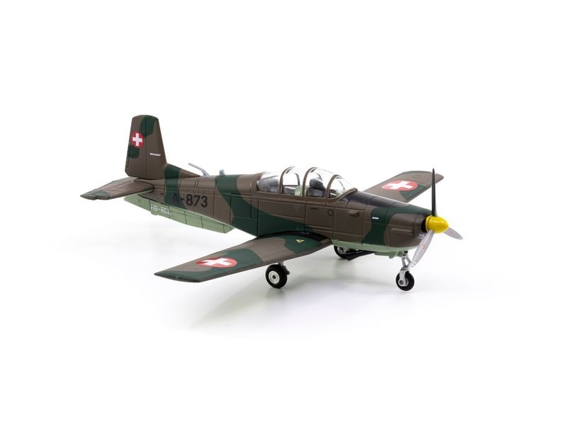 ACE Pilatus P-3 A-873 inkl. Chromständer 1:72 Massstabsmodell Metallflugzeug mit Display-Ständer