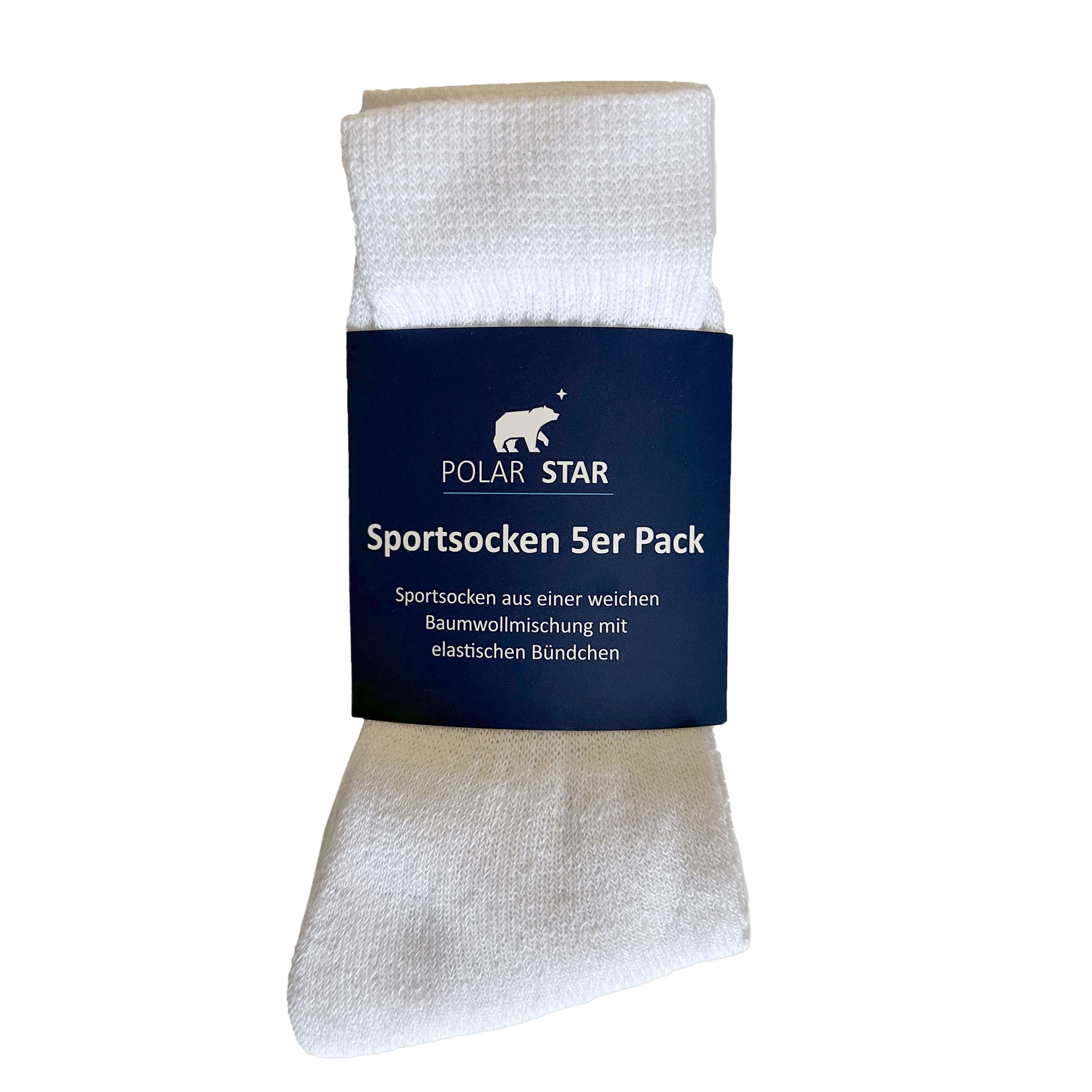 5er Pack Sport Socken - weiß - mit elastischem Bündchen