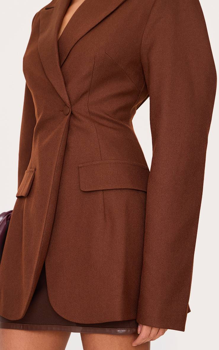 Chocolat Blazer Oversize Extrême À Épaules Tombantes Et Taille Cintrée