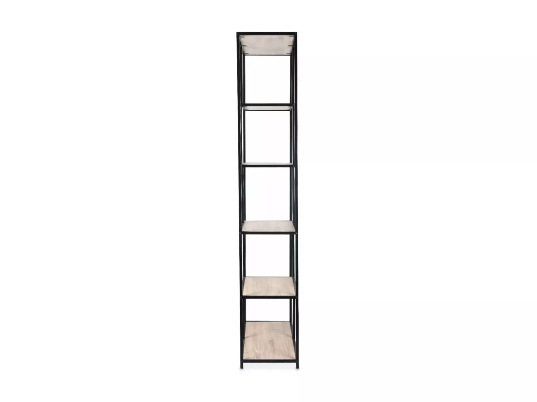 Etagère en métal noir et décor bois - Loft - bibliothèque 6 niveaux. L 77 x l 33 x H 185cm