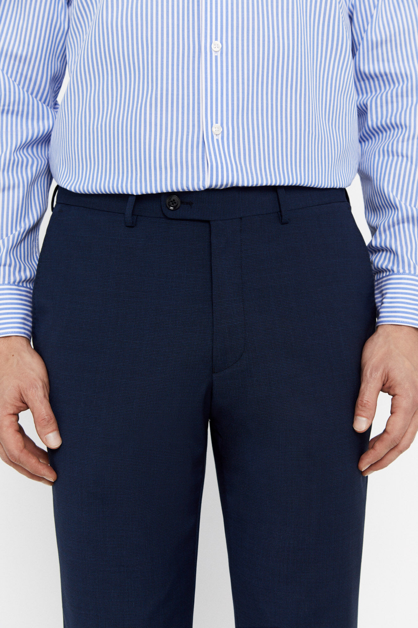 Calça slim pied-de-poule - Azul marinho