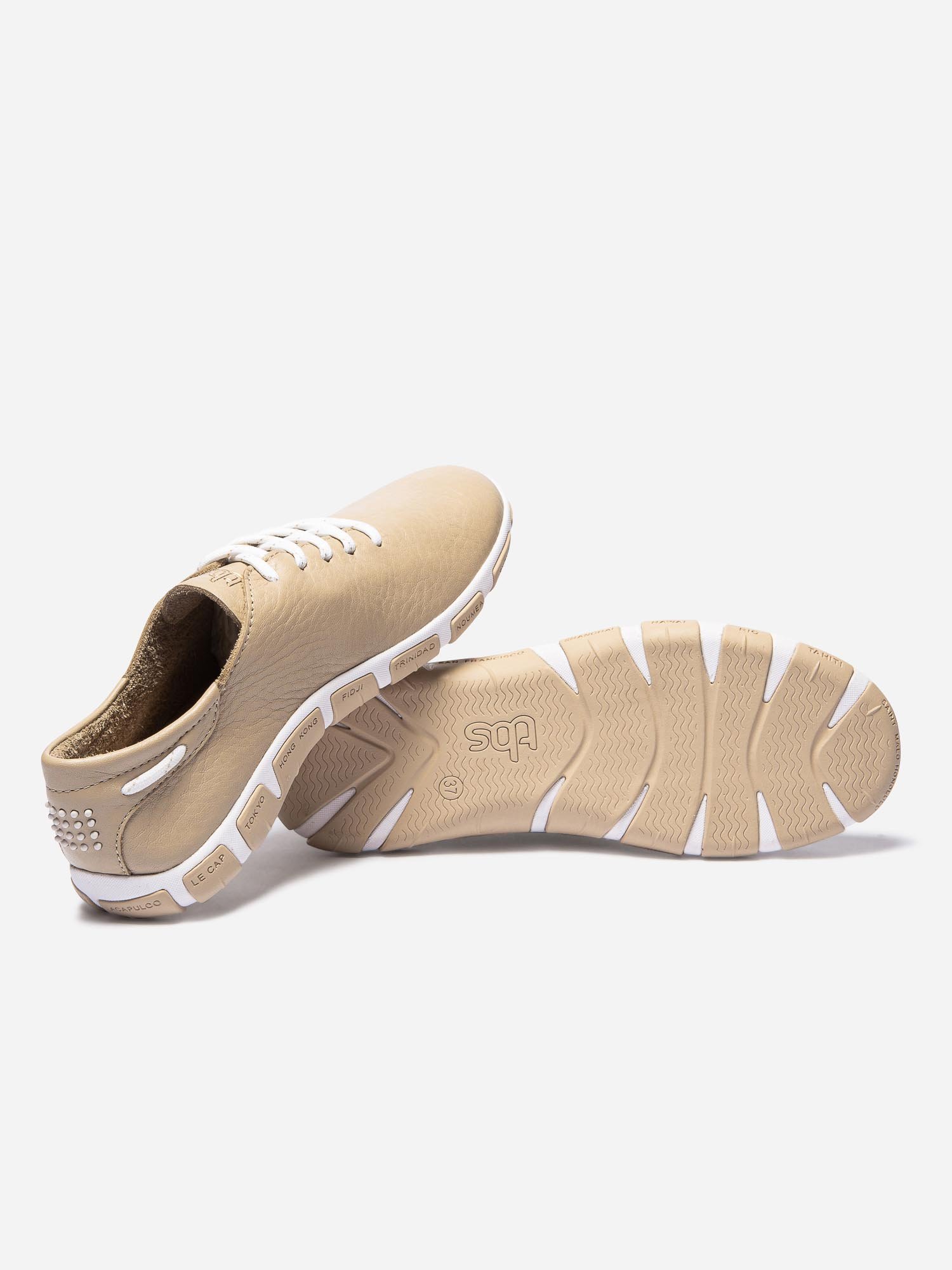 Tennis Femme Confort Cuir Beige