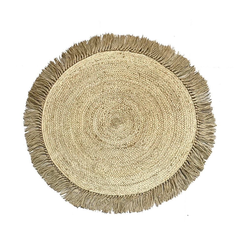 Tapis rond en jute avec franges naturel Ø90 cm