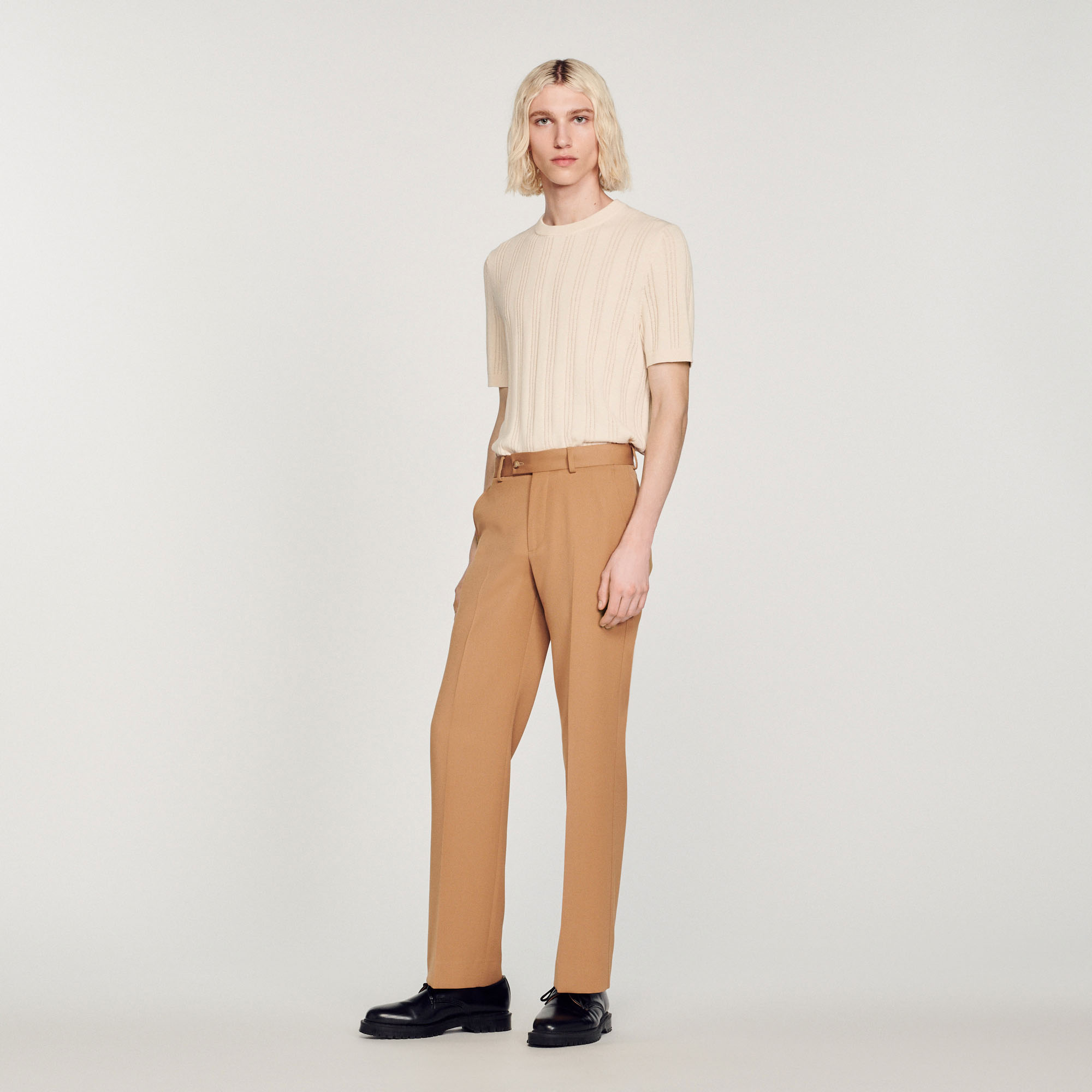 Pantalon en laine melangee