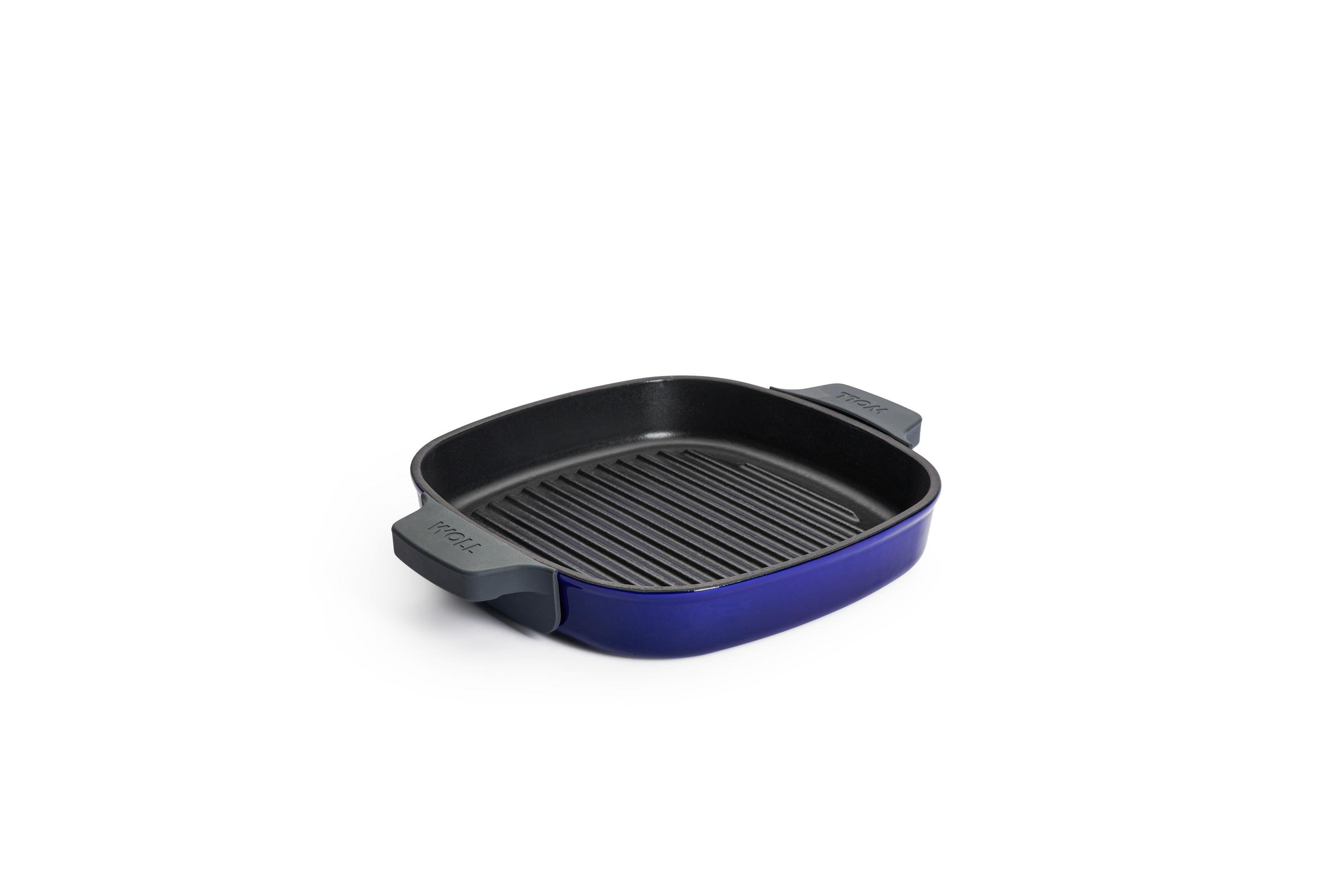 Iron Guss-Grillpfanne, mit Rillen und Steakpresse