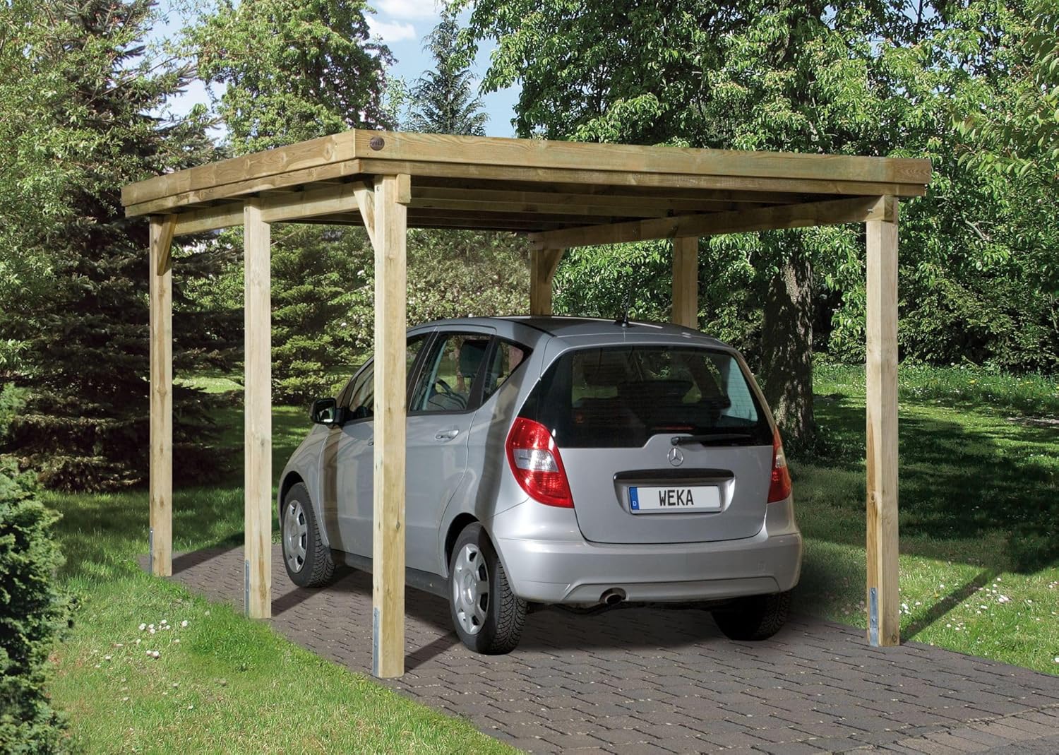 Weka Flachdach Einzelcarport 617 Gr. 1 ohne Dachplatten