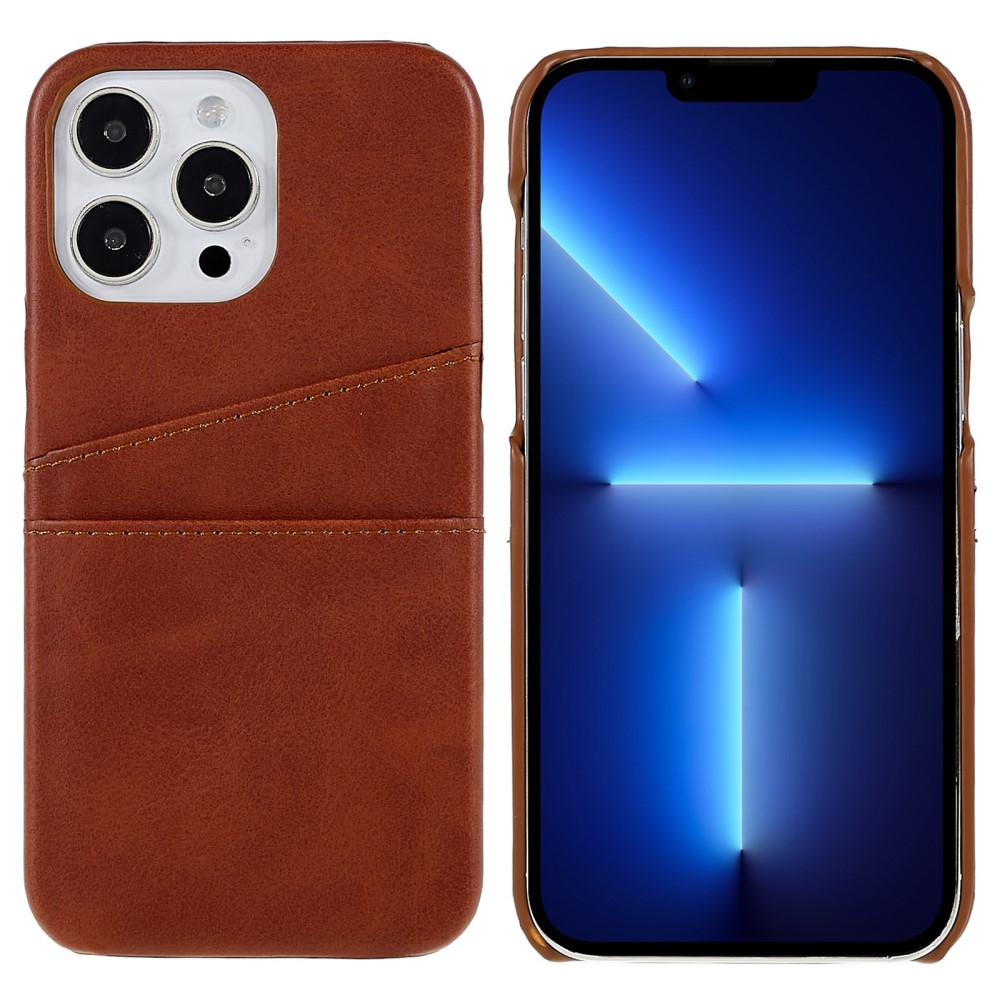 iPhone 14 Pro Max Leder Hülle Snap Case   Kartenfach - Braun