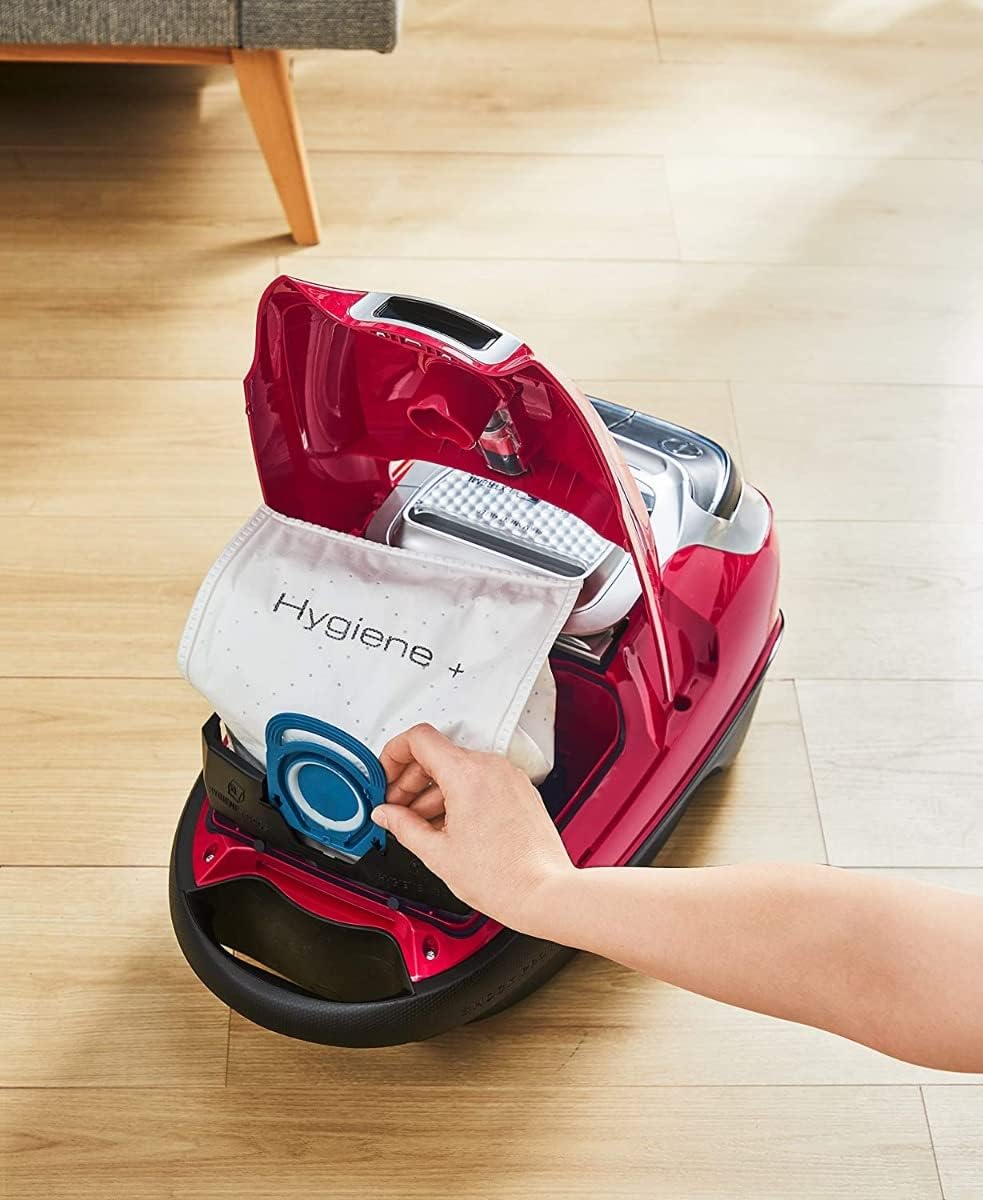 Rowenta Silence Force Allergy+, Bodenstaubsauger mit Beutel, 4,5 L Staubbeutelkapazität, extrem leise, hocheffiziente Bodendüse, langlebiger EffiTech-Motor, Staubsauger Tierhaare, Schwarz-Rot, RO7473