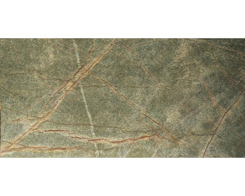 Echte steenmarmer SlateLite, flinterdun 1,5 mm, Regenwoudgroen, 61x122 cm