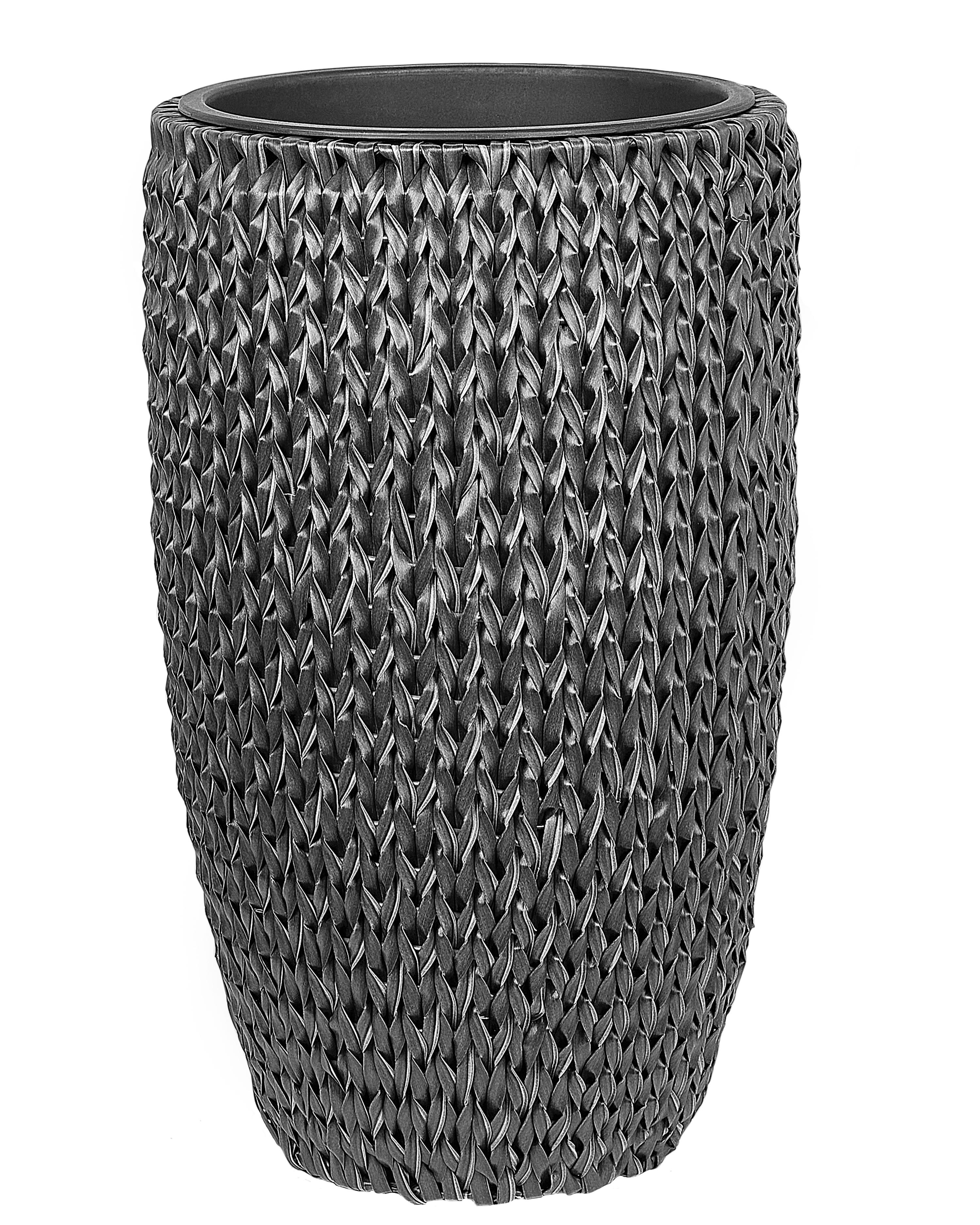 Set van 2 bloempotten CEDRUS PE rotan 37/45 cm Zwart