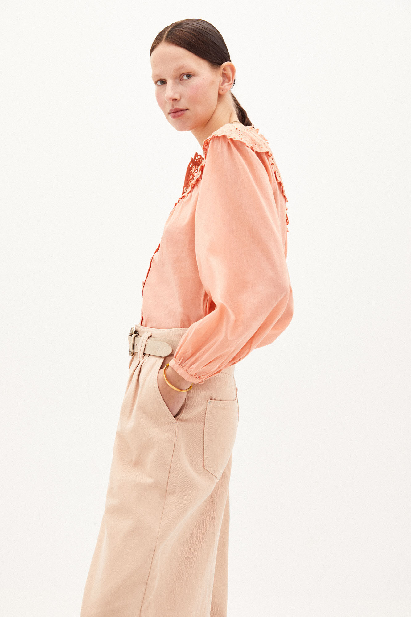 Blusa romântica Jimena em algodão - Vermelha