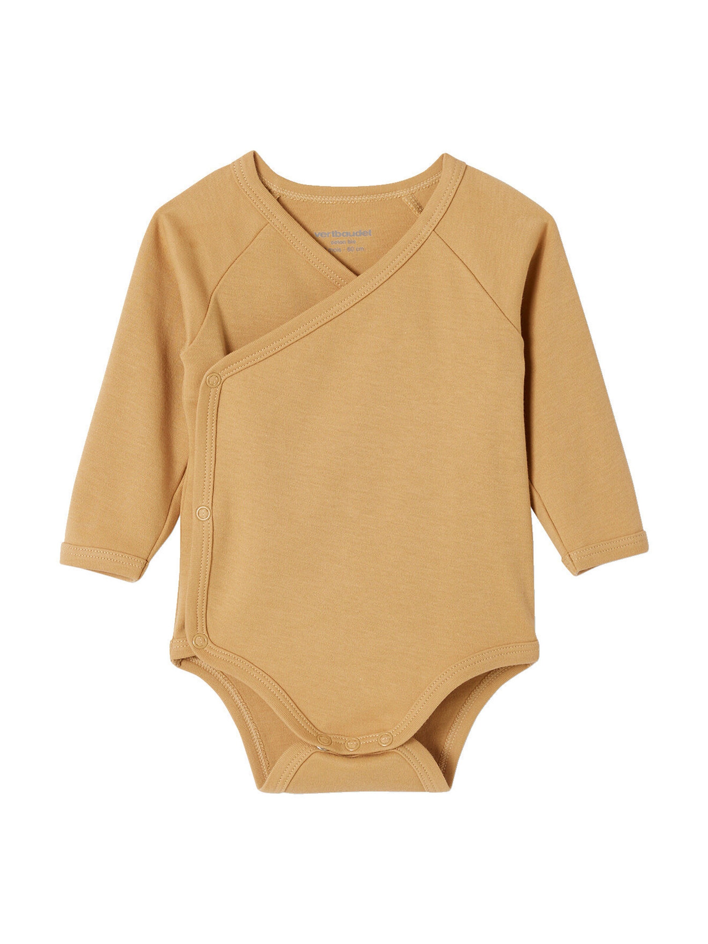 Vertbaudet Bio-Kollektion: 5er-Pack Baby Wickelbodys mit langen Ärmeln vanille