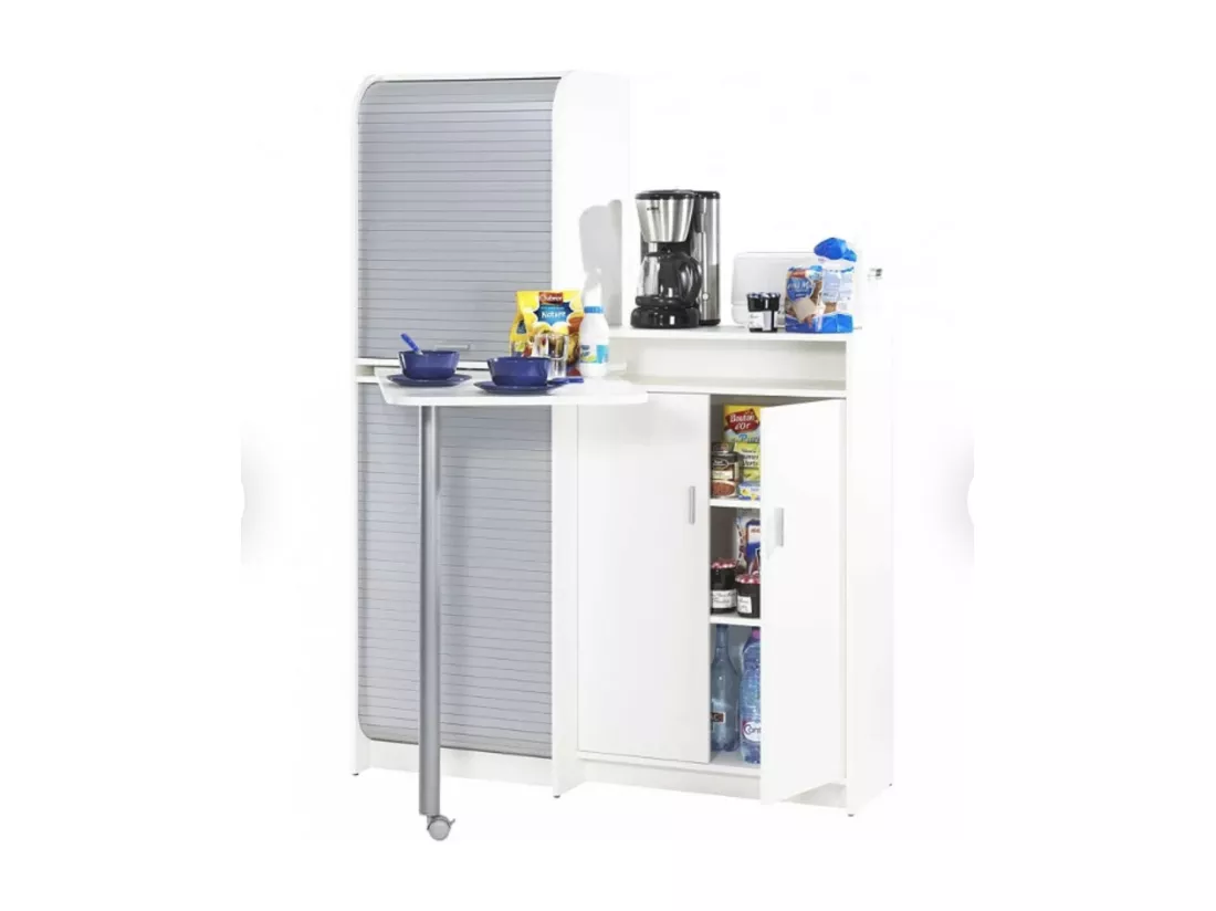 Buffet et table de cuisine pivotante blanc et gris Snack