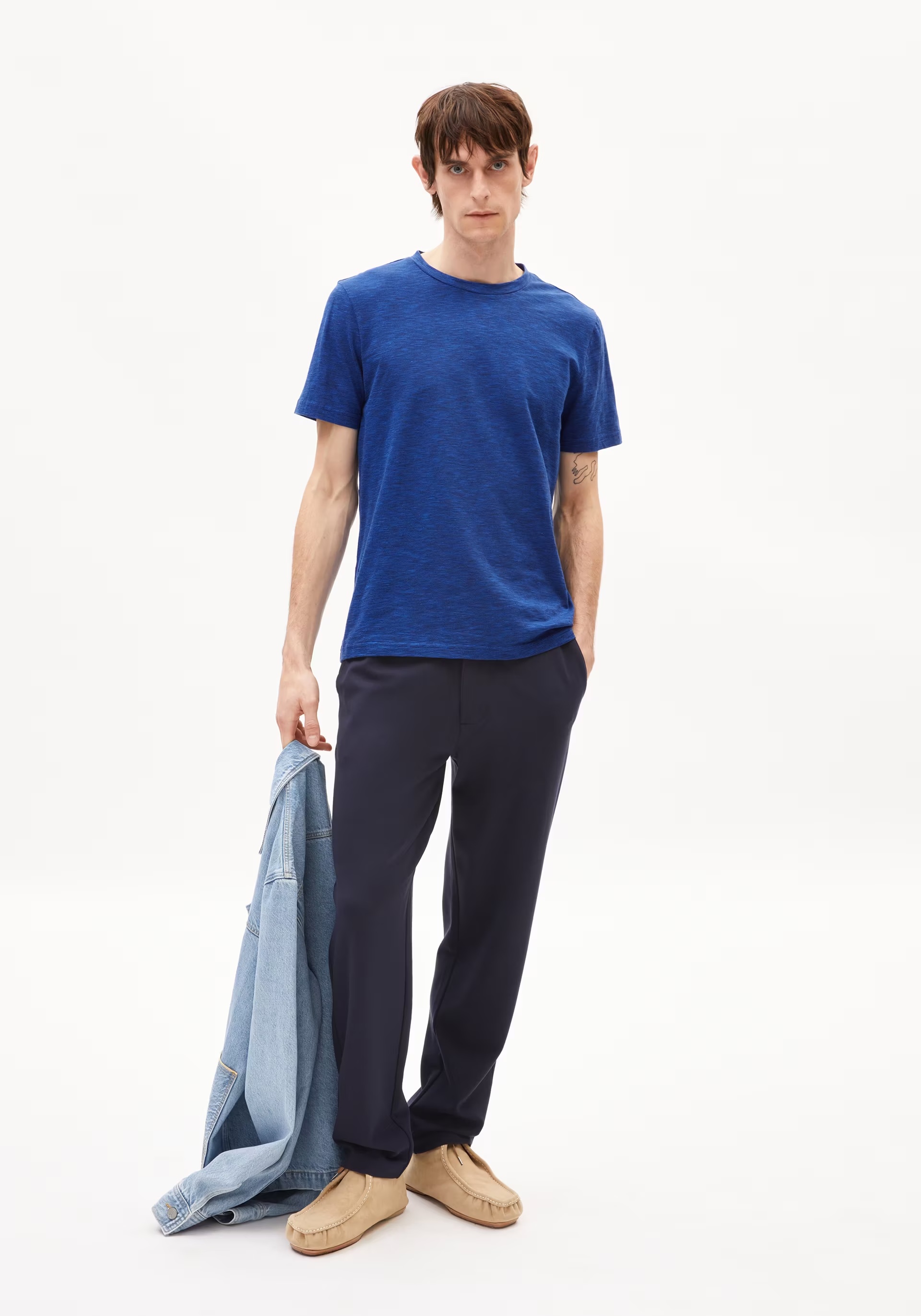Armedangels T-Shirt Jaames Structure Dynamo Blue-Night Sky