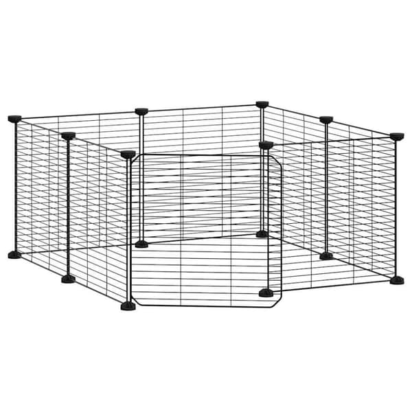 vidaXL Dyrebur 8 paneler med dør svart 35x35 cm stål