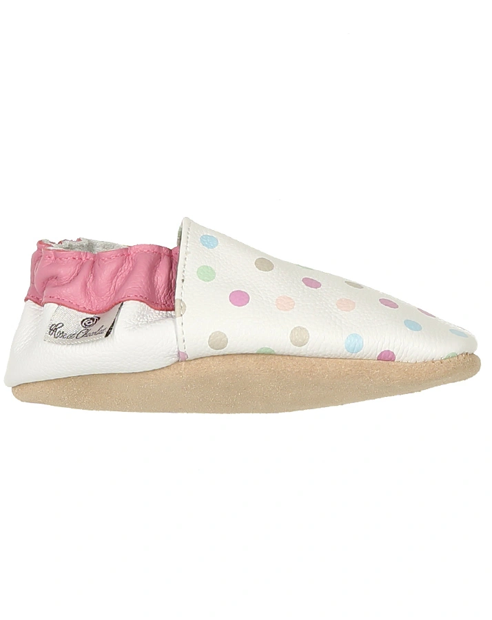 Krabbelschuhe GUM BALL gepunktet in weiß/pink