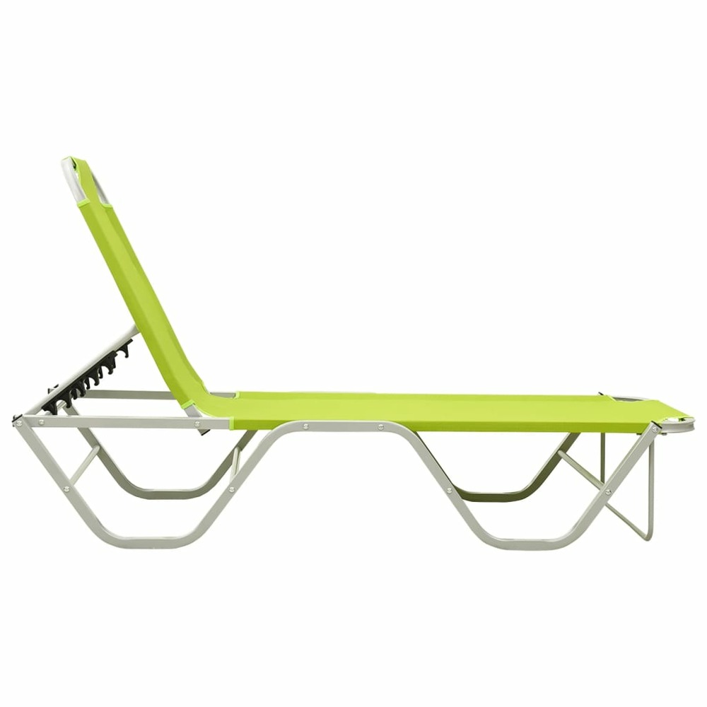 Transat chaise longue bain de soleil lit de jardin terrasse meuble d'extérieur aluminium et textilène vert