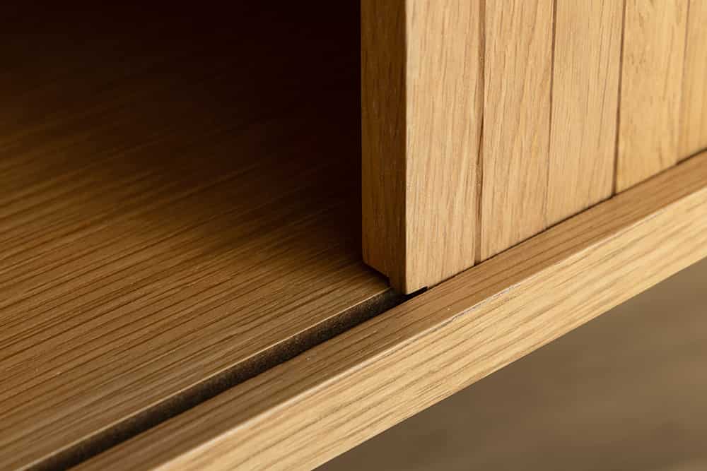 Retro TV-Board VALHALLA WOOD 160cm natur Eichenholz Schiebetüren Lowboard