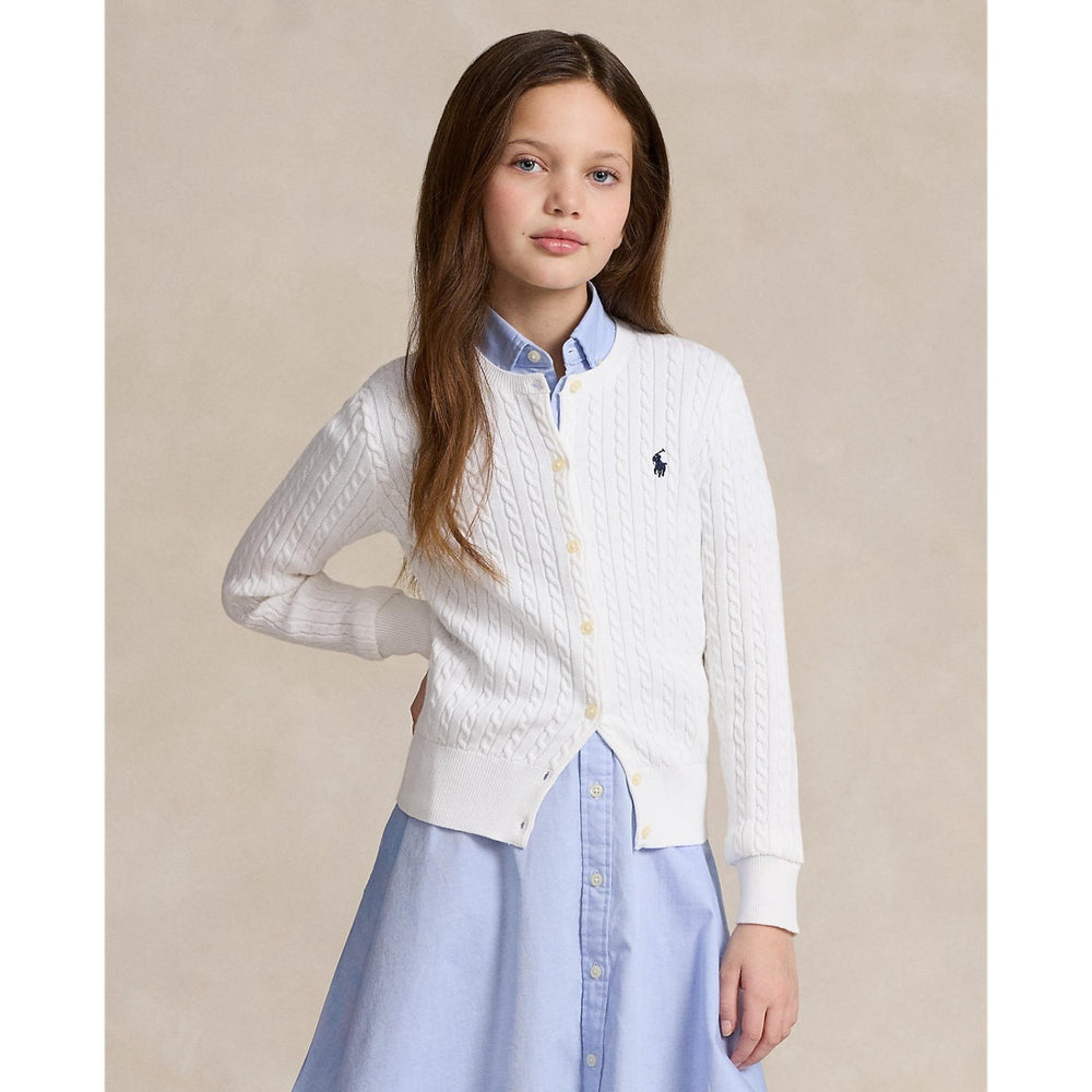 Køb Polo Ralph Lauren Optic White W/ Navy Cardigan