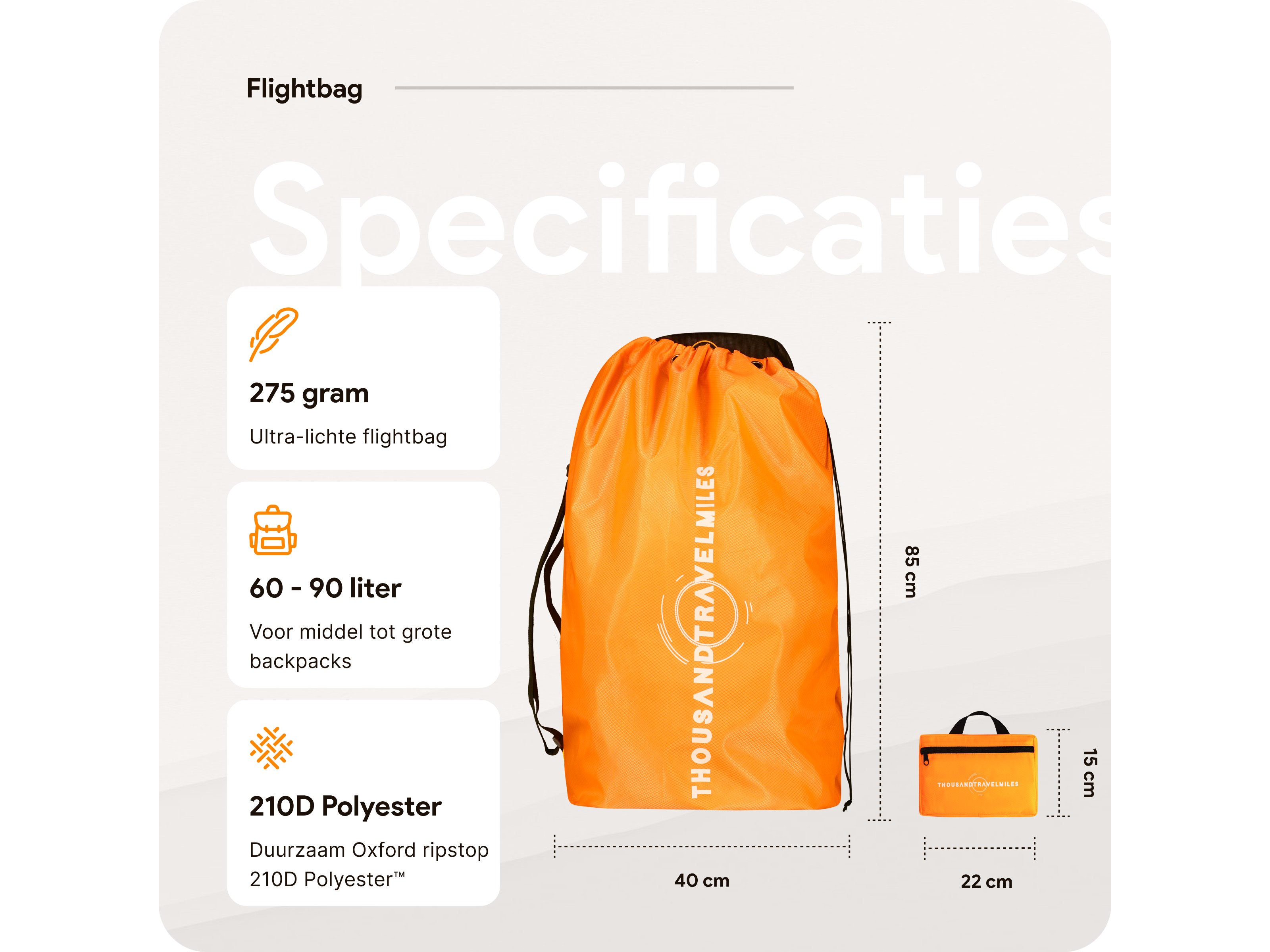 Thousandtravelmiles 60-90L Flightbag met TSA-slot - Orange