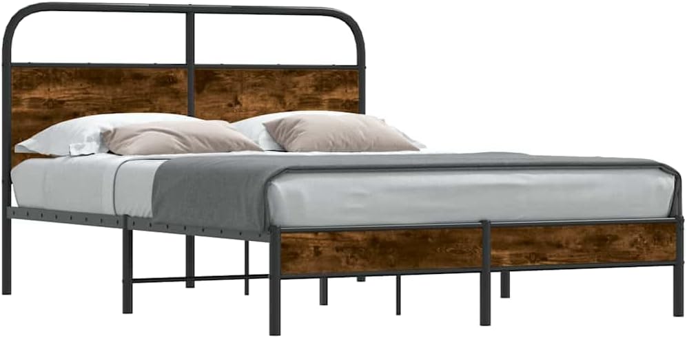 Bettgestell ohne Matratze Eiche Rauch Multifunktionsbett Bettgestell für Hotel und Studios 120x200 cm Spanplatte