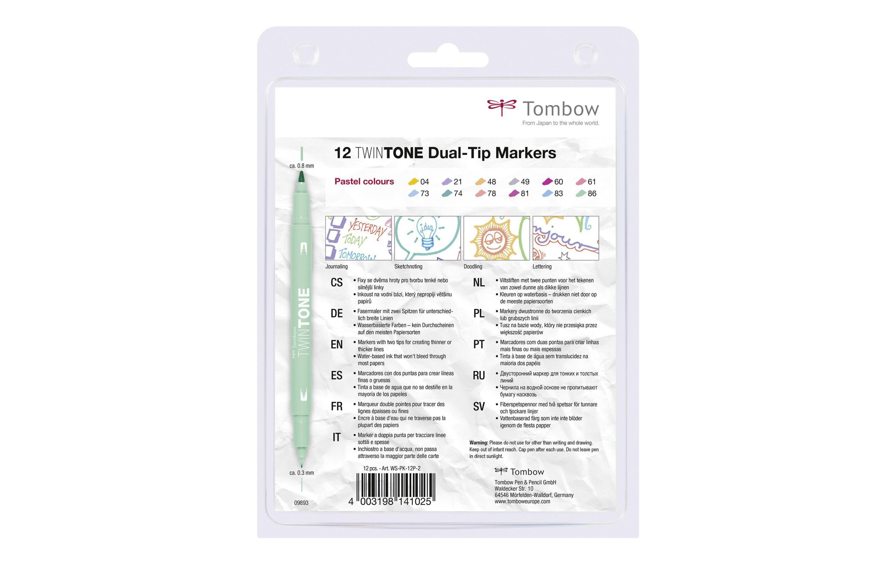 Fineliner TwinTone Pastels 0.8 mm, 0.3 mm, 12 StückTwinTone Pastels Fasermaler WS-PK-12P-2