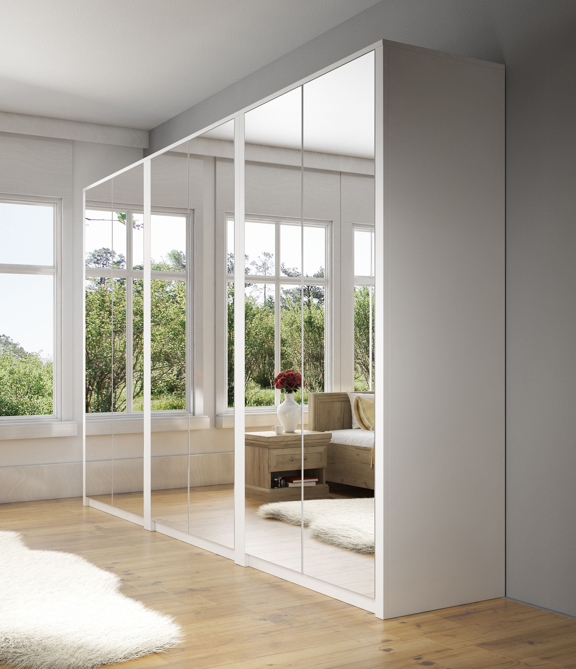 Malibu - Kledingkast 6-deurs - Wit - 340x53x197 cm