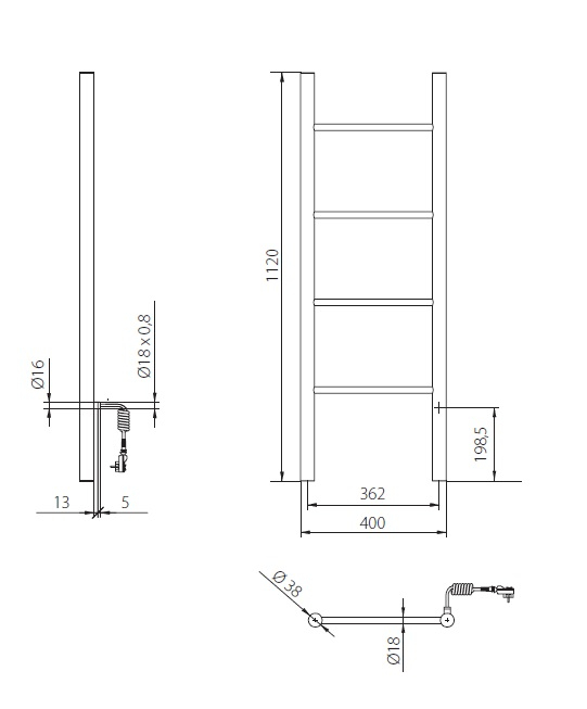 Sapho Karbo elektrische radiator mat zwart 40x112cm 87Watt