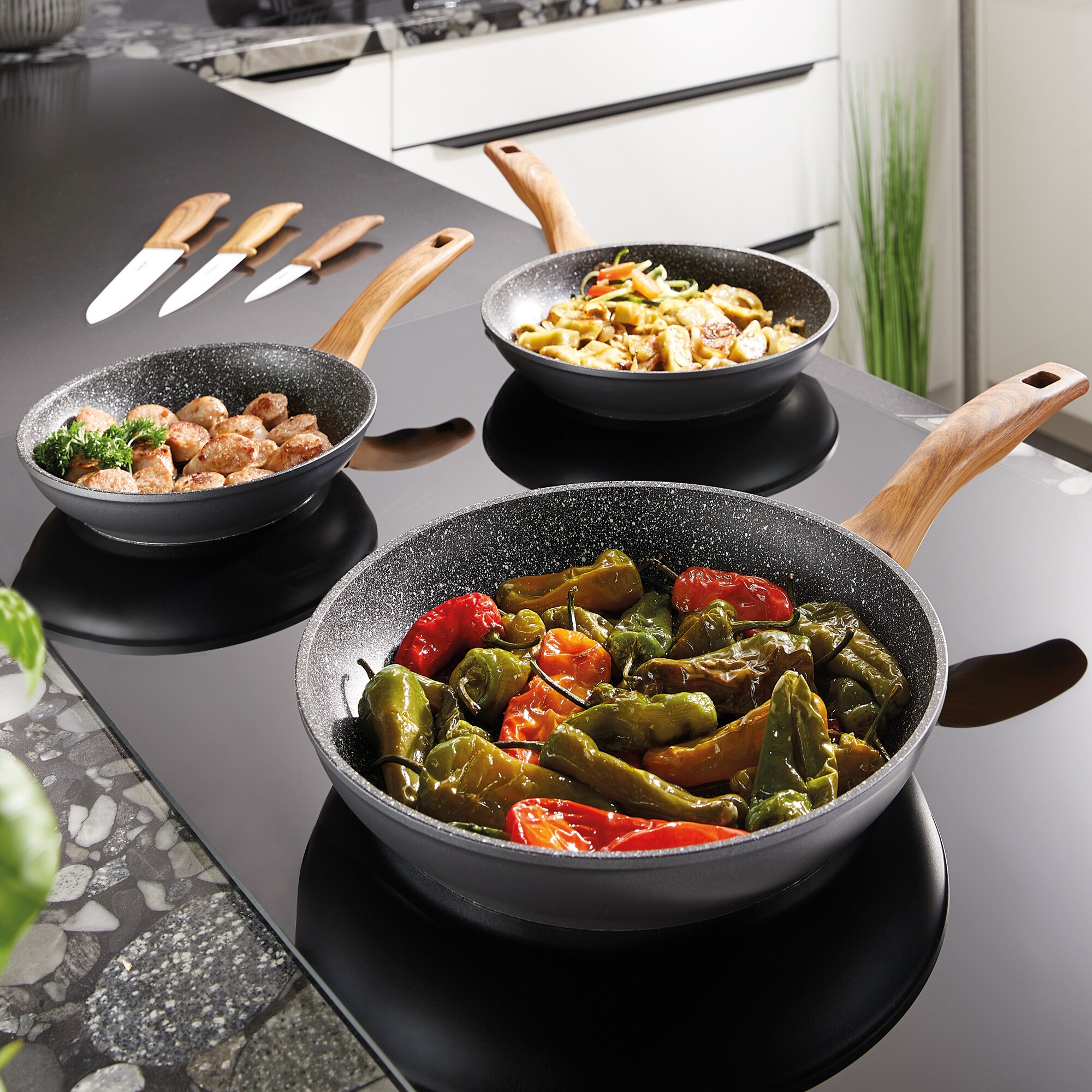 STONELINE® Back to Nature Bratpfanne 24 cm, Made in Germany, Induktion, antihaftbeschichtete Pfanne