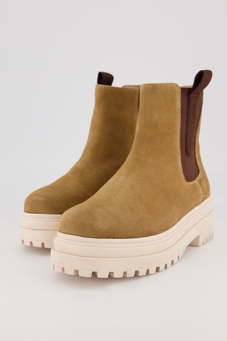 Leder-Chelsea-Stiefeletten, Veloursleder, Weite H