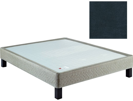 EPEDA - Sommier  90 x 200 Celeste velours gris ardoise 3 cotés cuvette 0920