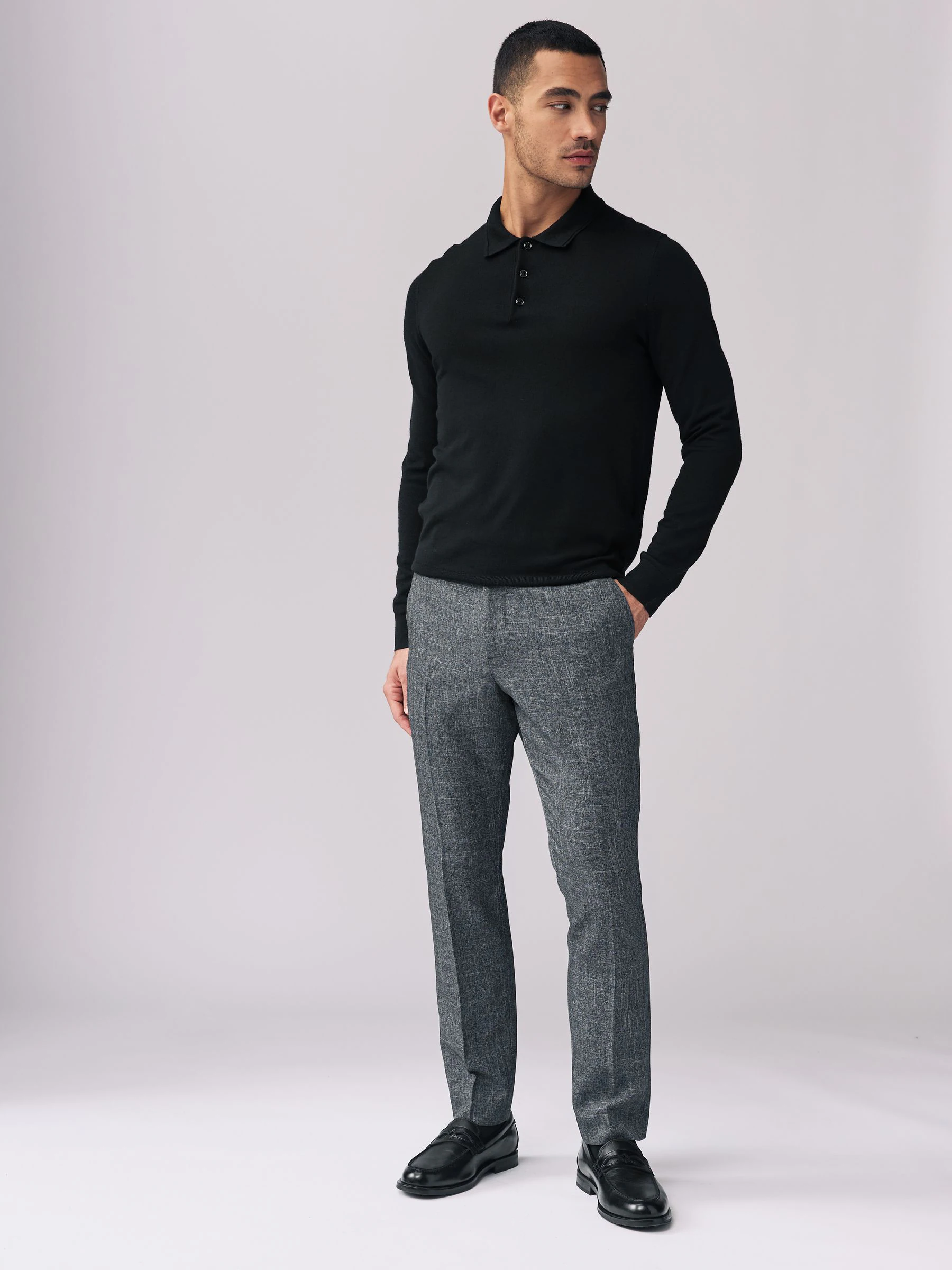 Donkerblauw - Slim Fit - Geruite modieuze broek