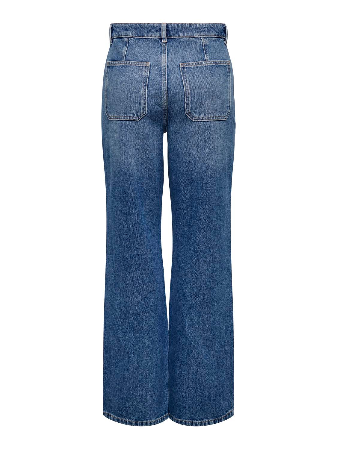 JDYMAYA Hohe Taille Weiter Beinschnitt Jeans Medium Blue Denim