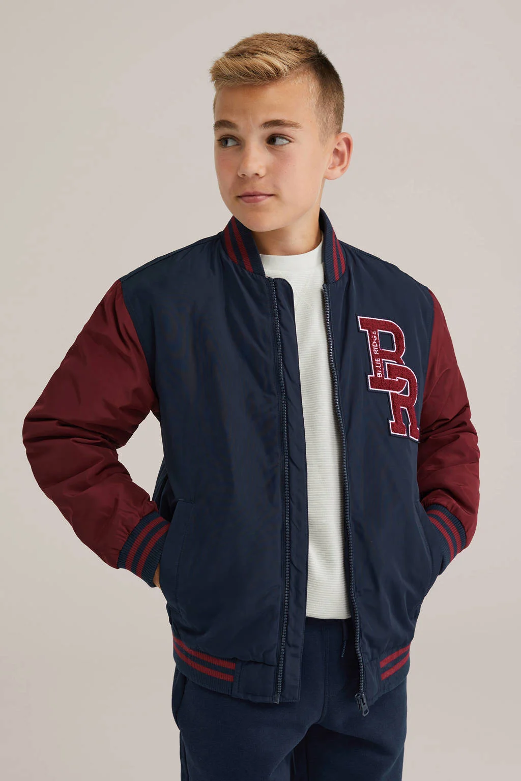WE Fashion Blue Ridge bomberjack donkerrood