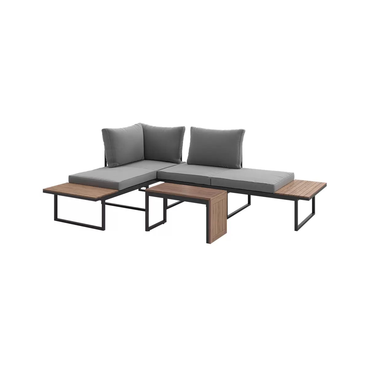 Beldano Loungegarnitur Malaga 2-teilig grau,natur,schwarz