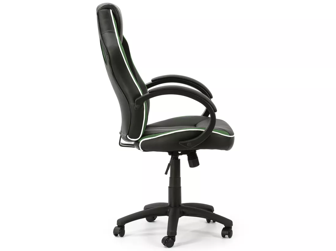 Fauteuil de Bureau réglable et inclinable Formula tapissé en Similicuir, Noir/Vert