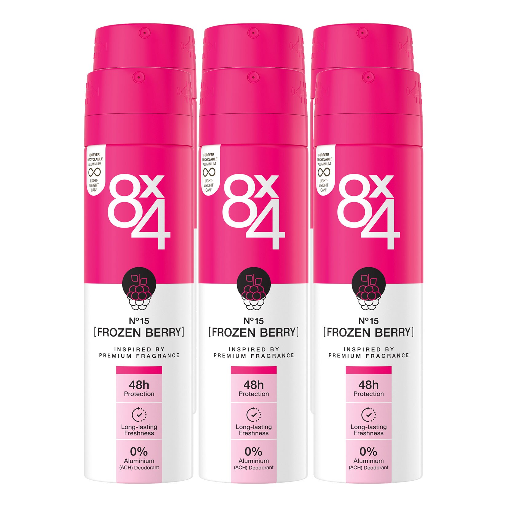 8x4 Deospray Frozen Berry 150 ml, 6er Pack