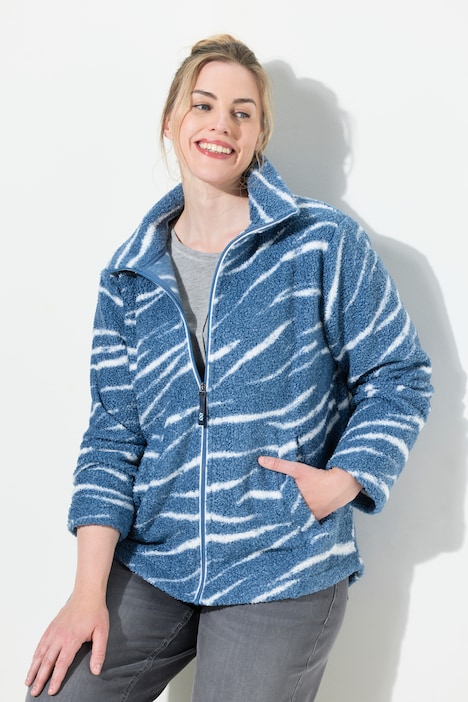 Teddyjacke, Stehkragen, Langarm, Zipper