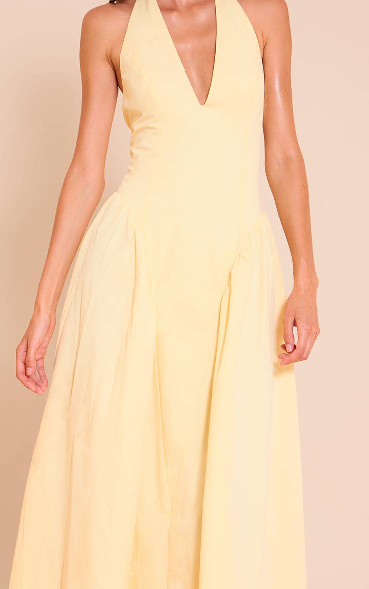 Citron Robe Midaxi Plongeante Dos Nu En Tissu Tissé
