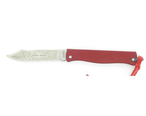 Douk Douk 160 Inox - Manche Acier couleur ROUGE - GAINE CUIR Couteau de poche Le Thiers par Cognet Douk Douk