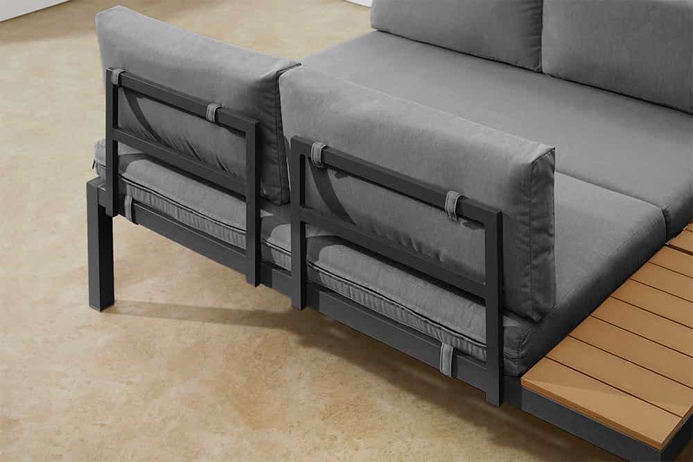 Modulare Garten Sitzgruppe ORLANDO LOUNGE 240cm anthrazit Aluminium wetterfest inkl. Kissen