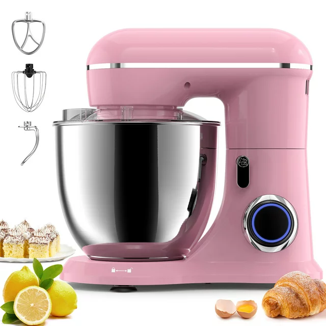 Batedeira de pedestal Samsaimo, 6,5 QT, 660 W, 10 velocidades, cabeça inclinável, batedeira elétrica de cozinha com tigela, gancho para massa, batedor e fouet para a maioria dos cozinheiros domésticos.