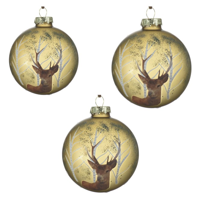 Christbaumkugeln - Hirsch - Ø = ca. 8 cm - 3 Stück - 1 Set