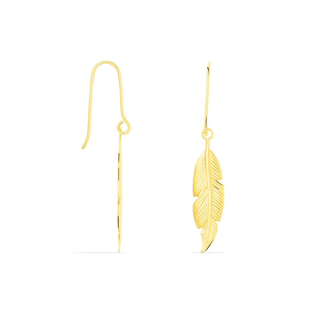 Boucles D'oreilles Pendantes Indian Nature Feuilles Or Jaune